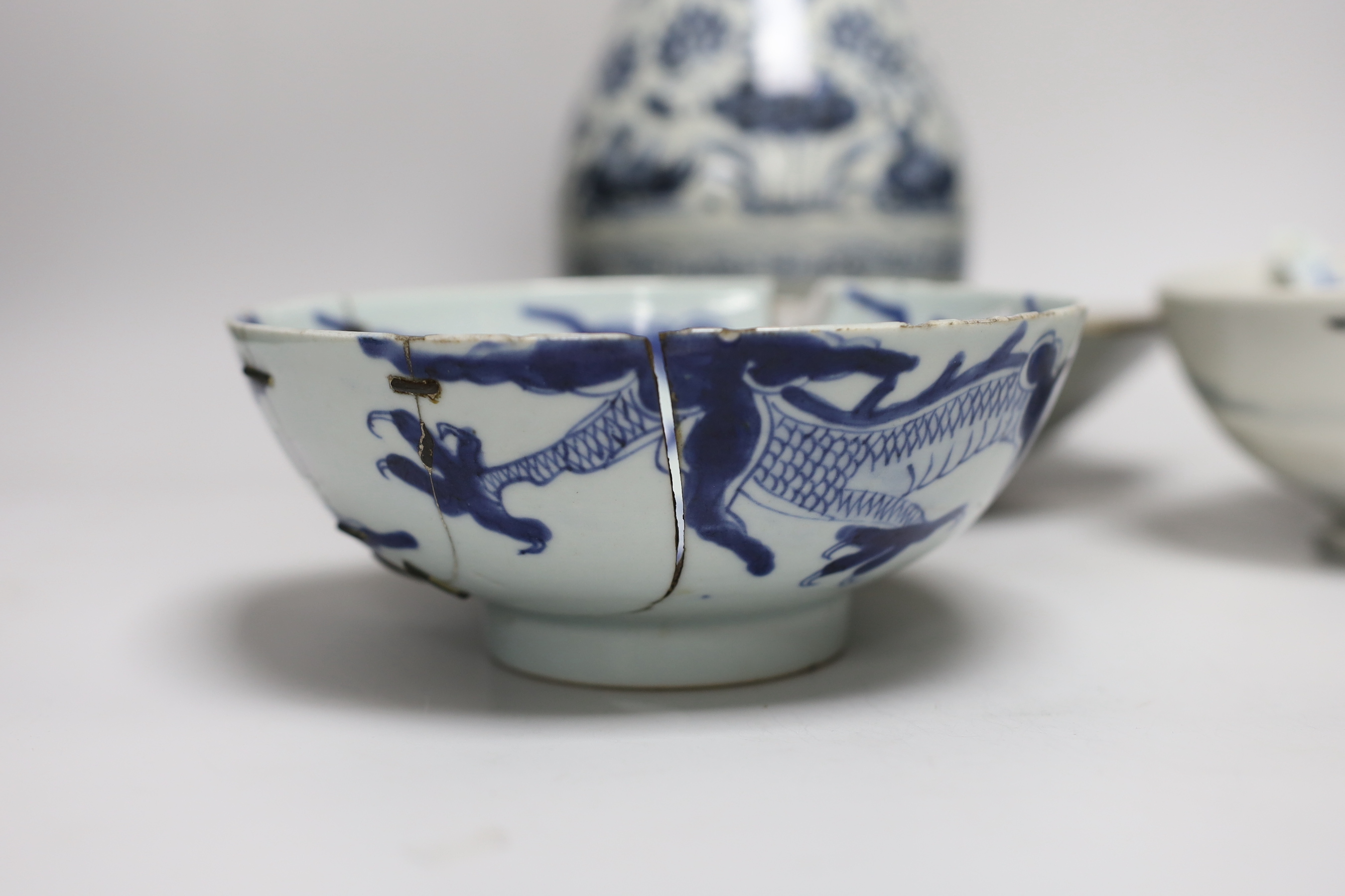 A group of blue and white Chinese ceramics